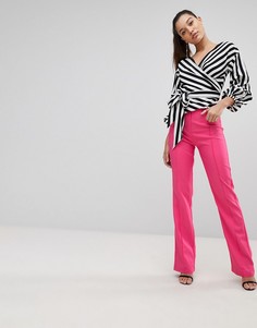 Прямые брюки с завышенной талией PrettyLittleThing - Розовый
