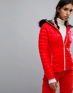 Дутая горнолыжная куртка с искусственным мехом на капюшоне Dare2be Endow - Красный