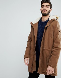 Куртка с капюшоном и подкладкой из искусственного меха Le Breve - Коричневый