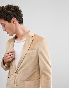 Приталенный бархатный блейзер карамельного цвета ASOS - Коричневый