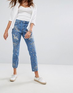 Прямые джинсы с вышивкой Pimkie - Синий