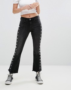 Расклешенные укороченные джинсы с люверсами Pimkie - Черный