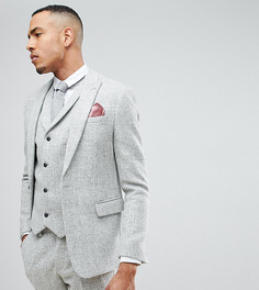 Светло-серый облегающий пиджак из 100% шерстяного харрис-твида ASOS TALL - Серый
