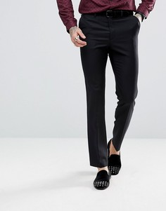 Черные брюки узкого кроя из 100% шерсти ASOS - Черный