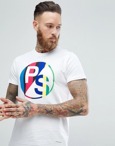 Узкая белая футболка с круглым логотипом PS Paul Smith - Белый