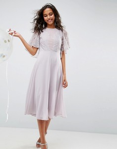 Платье миди с кружевной аппликацией ASOS WEDDING - Мульти