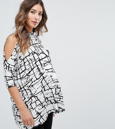 Топ с вырезами на плечах и принтом ASOS Maternity PETITE - Мульти