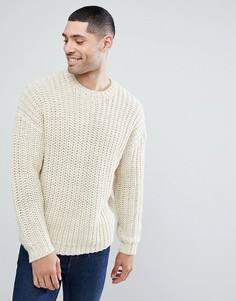 Свободный джемпер в рубчик ASOS - Бежевый