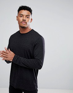 Черный лонгслив с добавлением льна ASOS - Черный