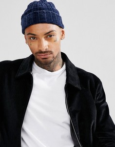 Темно-синяя шапка-бини из шенили в рыбацком стиле ASOS - Темно-синий