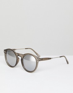 Прозрачно-серые круглые солнцезащитные очки с зеркальными стеклами ASOS - Серый