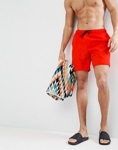 Красные шорты для плавания средней длины ASOS - Красный