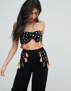 Пляжный топ с отделкой ASOS Premium - Черный
