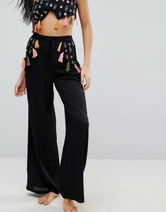 Пляжные брюки с отделкой ASOS Premium - Черный