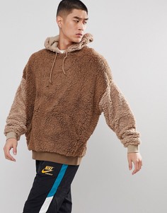 Худи свободного кроя из искусственной цигейки ASOS - Зеленый