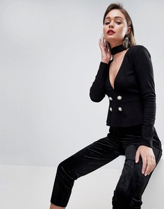 Топ в стиле смокинга с глубоким вырезом ASOS - Черный