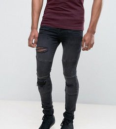 Супероблегающие рваные джинсы в байкерском стиле ASOS TALL - Черный