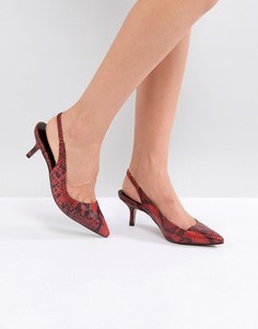 Кожаные туфли на каблуке со змеиным принтом Carvela Aim DOrsay - Красный