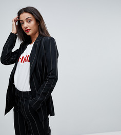 Двубортный блейзер в тонкую полоску Vero Moda Tall - Черный