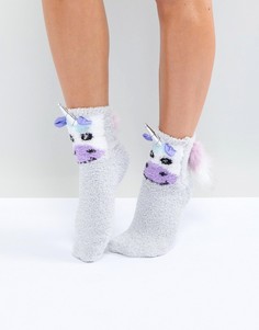 Теплые носки с отделкой в виде единорога ASOS Christmas - Кремовый