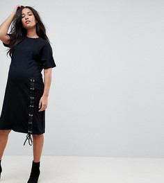 Платье-футболка миди со шнуровкой ASOS MATERNITY - Черный