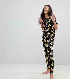 Пижама из футболки и леггинсов с принтом львов ASOS TALL - Черный