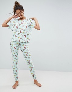 Пижамный комплект со сплошным принтом еды ASOS - Мульти