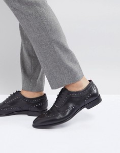 Черные кожаные оксфордские туфли на шнуровке с заклепками HUGO Appeal - Черный