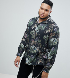 Рубашка классического кроя с цветочным принтом ASOS PLUS - Черный