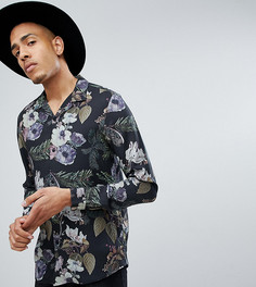 Рубашка классического кроя из вискозы с цветочным принтом ASOS TALL - Черный