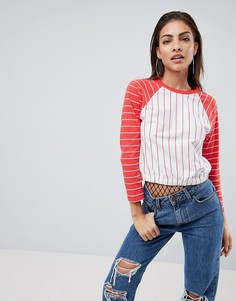 Кроп-топ в вертикальную полоску с эластичным поясом ASOS - Мульти