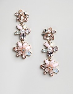 Серьги-подвески с цветами ASOS - Золотой