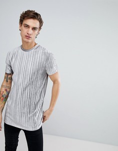 Длинная велюровая футболка с плиссировкой ASOS - Серебряный