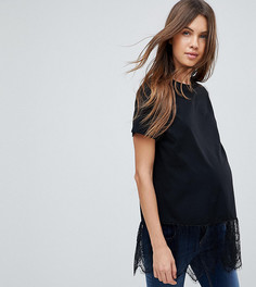 Футболка с кружевной оборкой ASOS MATERNITY - Черный