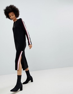 Трикотажное платье миди с окантовкой в спортивном стиле ASOS - Черный