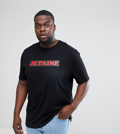 Длинная футболка с принтом Je Taime ASOS PLUS - Черный