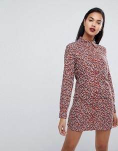 Ковбойское платье-рубашка с принтом роз Fashion Union - Красный