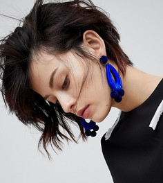 Бархатные серьги-подвески ASOS - Синий