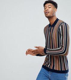 Темно-синее поло в вертикальную полоску ASOS TALL - Темно-синий