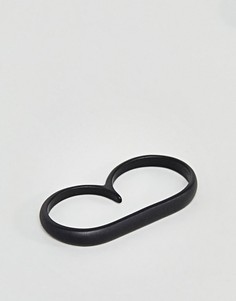 Матовое черное кольцо с двумя планками DesignB - Черный