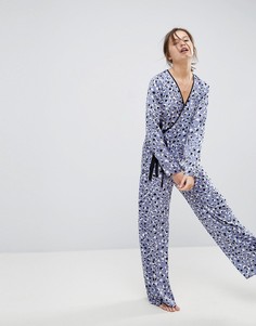 Пижама из топа и штанов с принтом галечный пляж и завязкой ASOS - Мульти