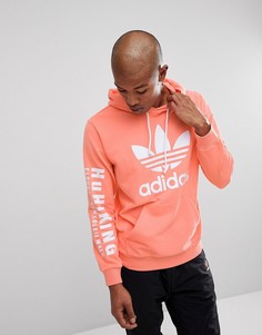 Розовый худи с принтом Hu Hiking на рукаве adidas Originals x Pharrell Williams CY7875 - Розовый