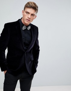 Черный бархатный блейзер Burton Menswear - Черный