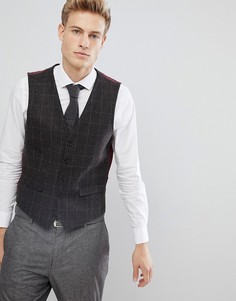 Коричневый приталенный жилет в клетку Burton Menswear - Коричневый