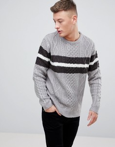 Серый джемпер крупной вязки с полосками River Island - Серый