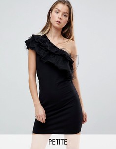 Облегающее платье на одно плечо с оборкой Noisy May Petite - Черный