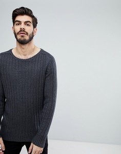 Джемпер в широкий рубчик с круглым вырезом Brave Soul - Серый