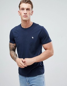 Темно-синяя узкая футболка с логотипом Abercrombie &amp; Fitch - Темно-синий