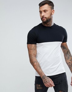 Черно-белая футболка колор блок New Look - Черный
