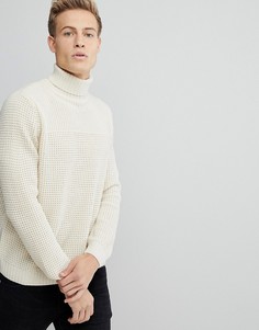 Бежевый трикотажный джемпер с отворотом Burton Menswear - Кремовый